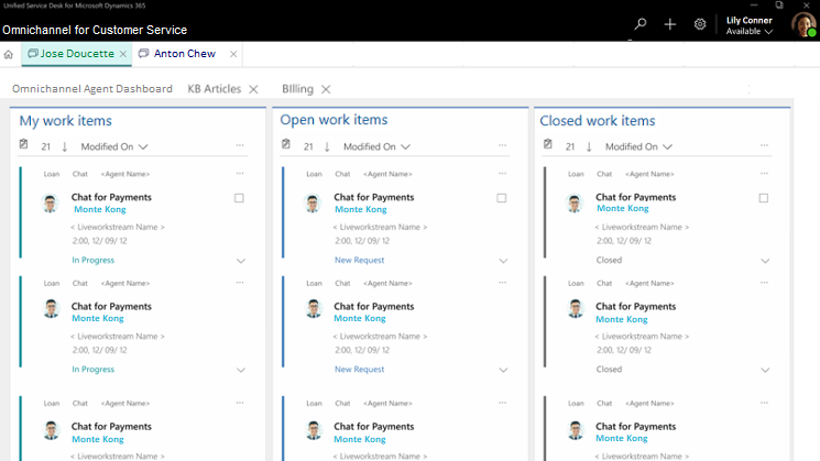 Omnichannel for Customer Service agent interface.