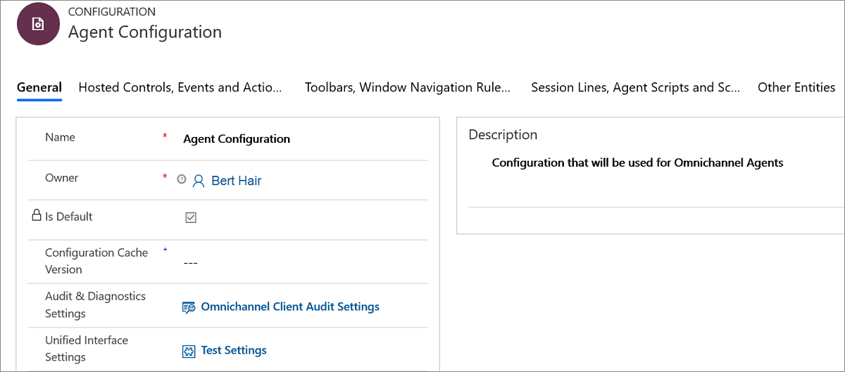 new agent configuration.