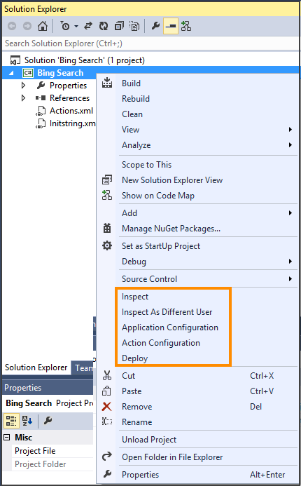 Use the shortcut menu to configure.