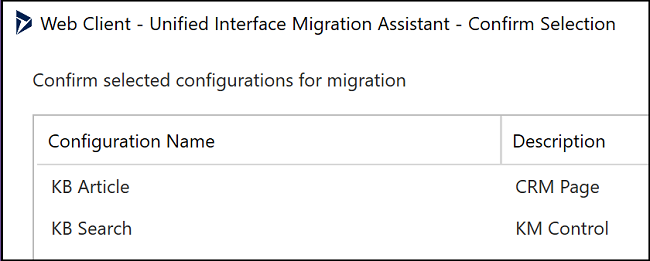 Selected configurations.