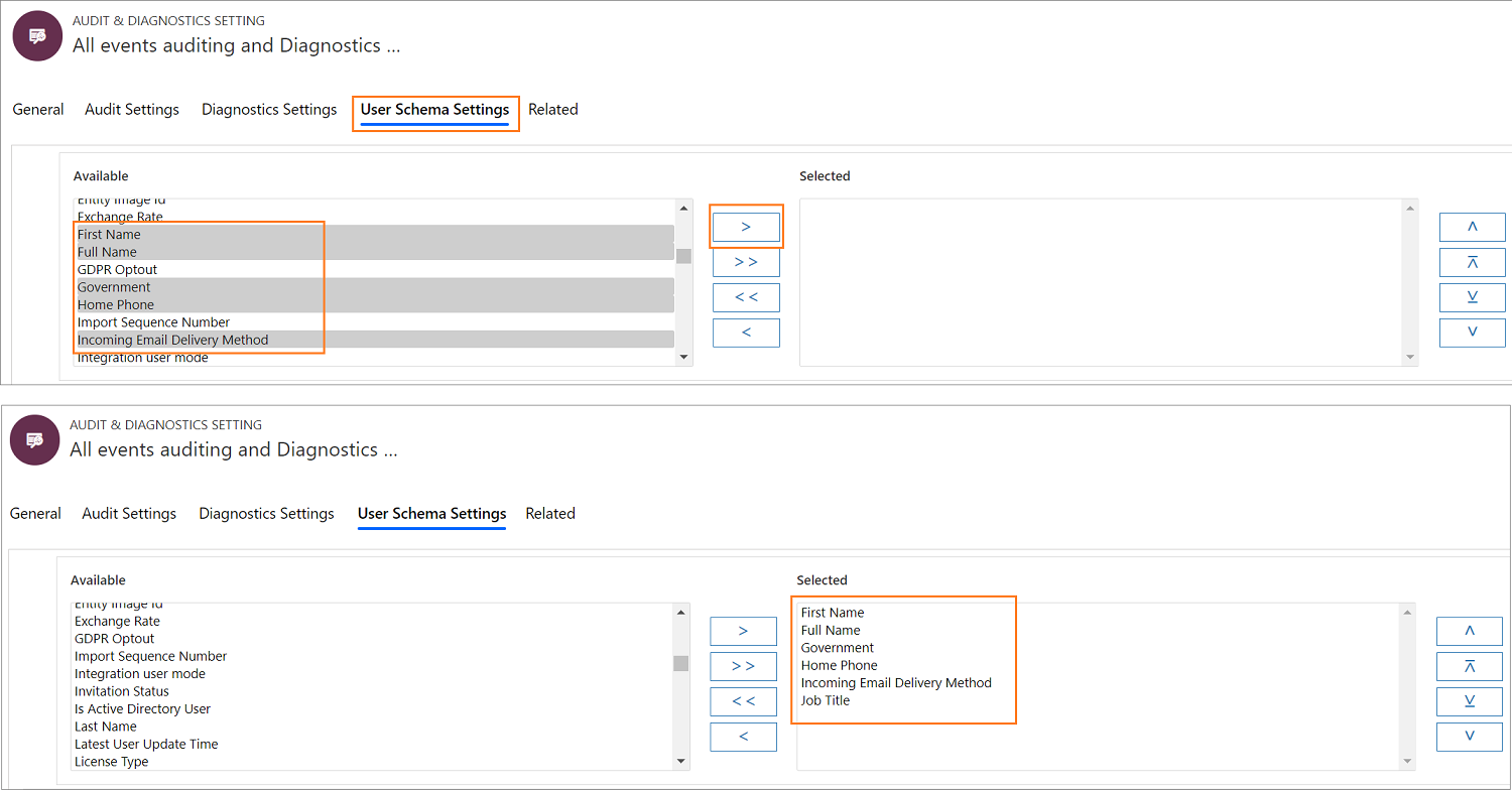 Add the new User Schema Settings.