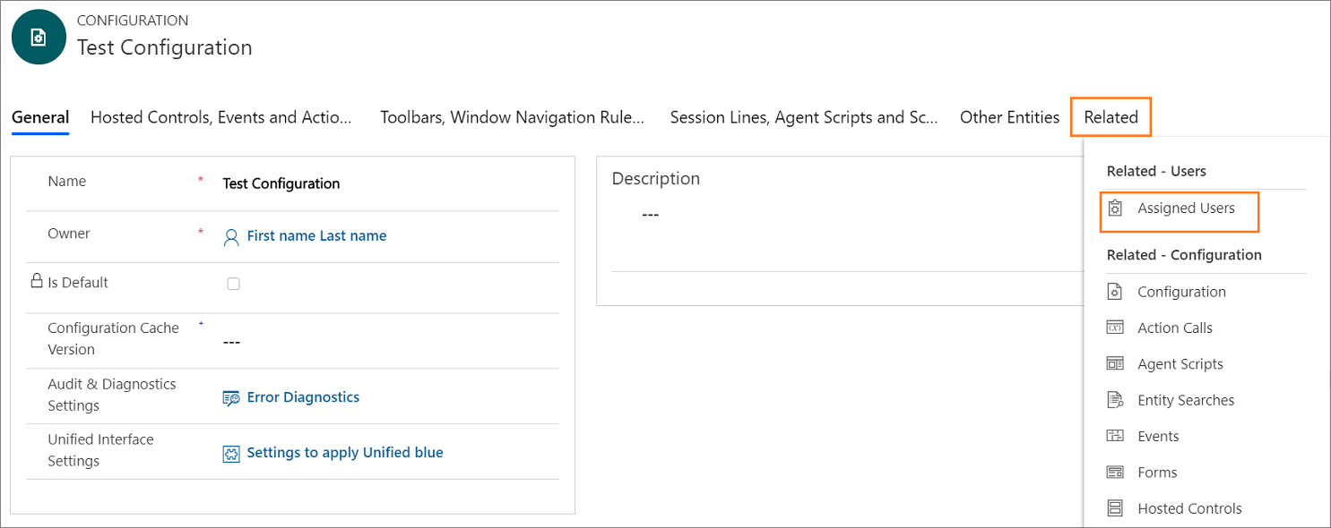 Navigation to assign users to a configuration.