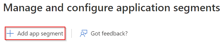 Screenshot of Manage and configure application segment page.