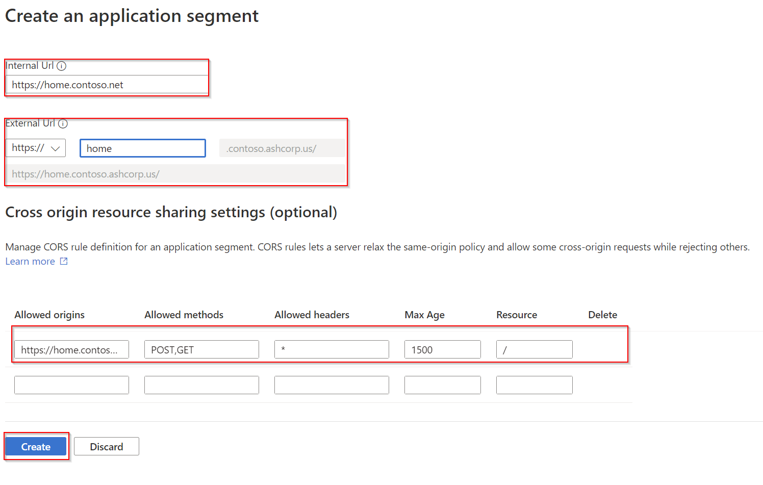 Screenshot of add or edit application segment context plane.