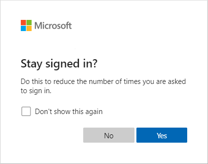 Screenshot of an example prompt to remain signed in