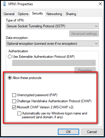 The "Allow these protocols" option