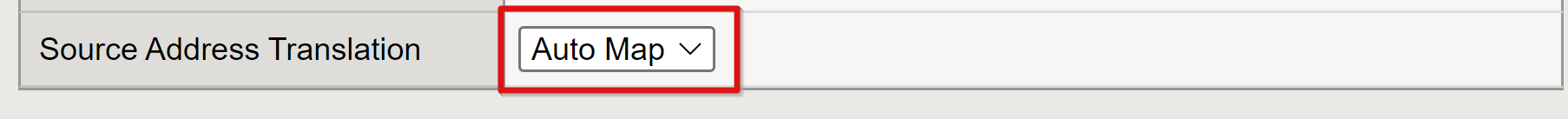 Screenshot of the Source Address Translation entry.