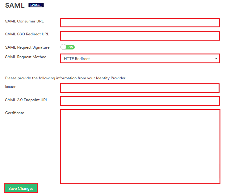 SAML section