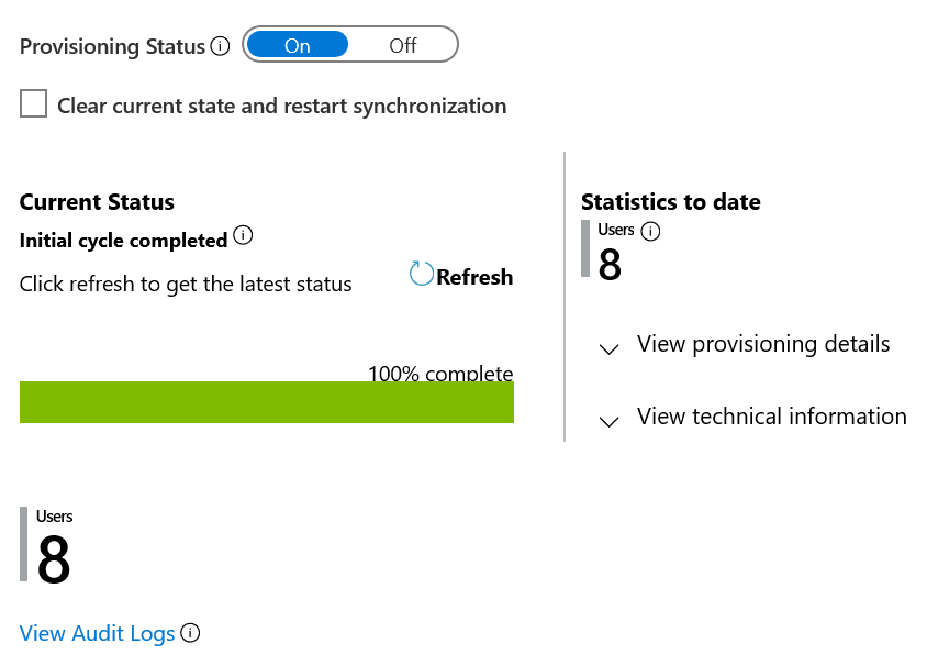 Screenshot that shows the provisioning progress bar.