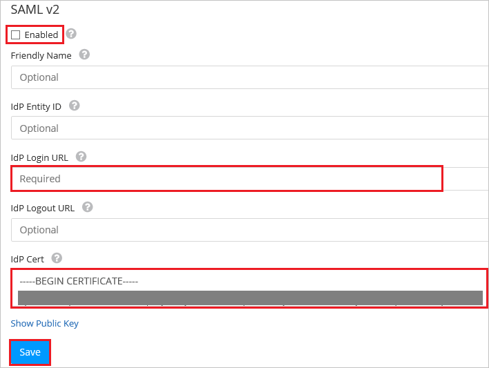 Configure Single Sign-On On App Side SAML v2