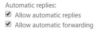Screenshot of Automatic replies setting.