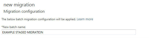 Screenshot of the Migration configuration page for staged migration.