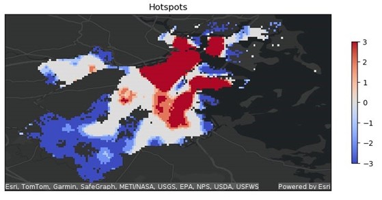 Screenshot showing hotspot and clustering analysis.