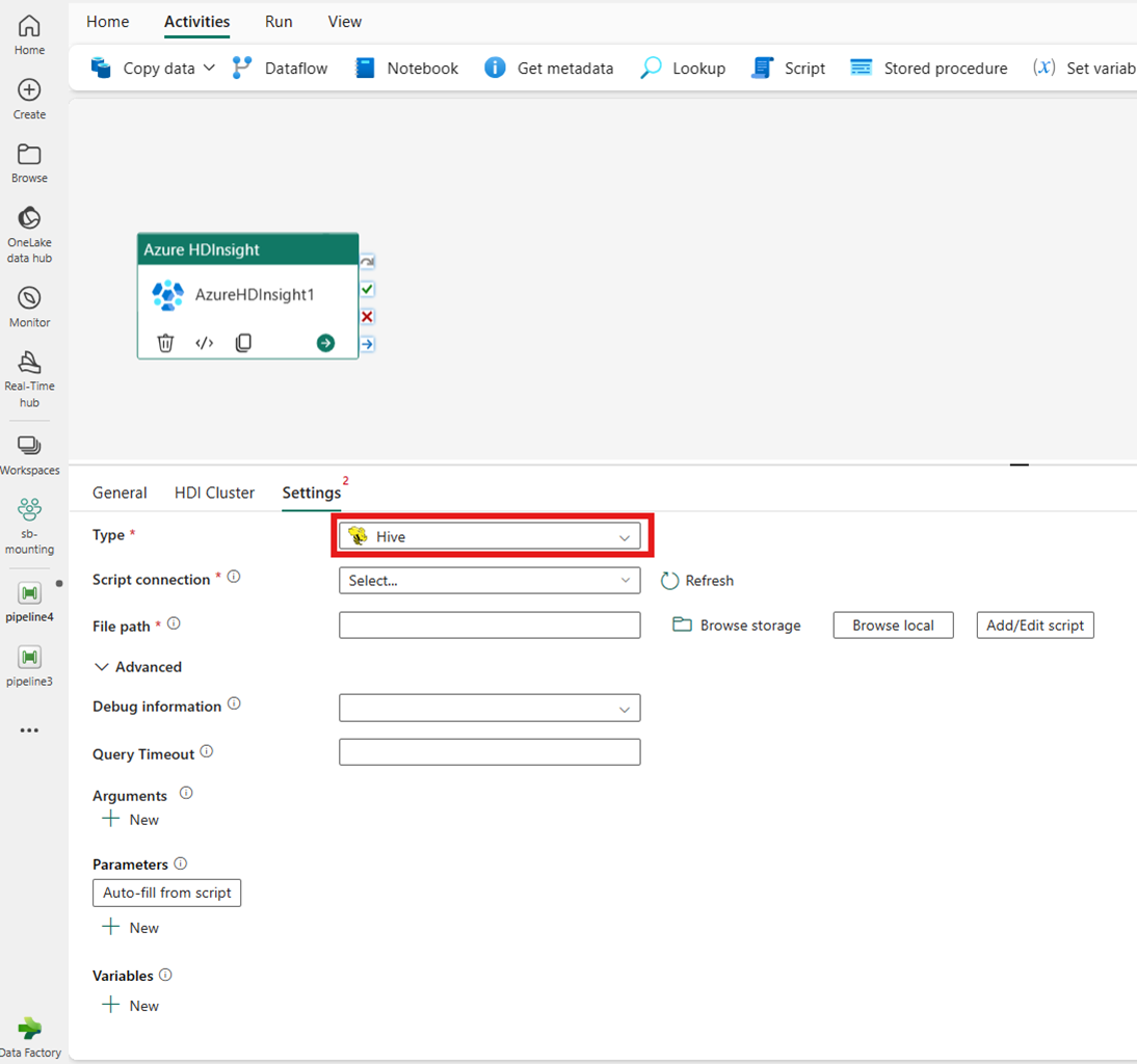 Screenshot showing the cluster type of Hive.