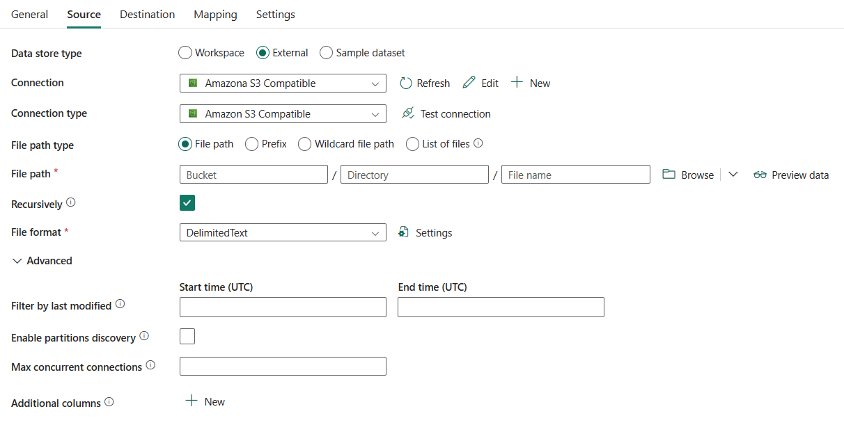 Screenshot showing source tab and the list of properties.