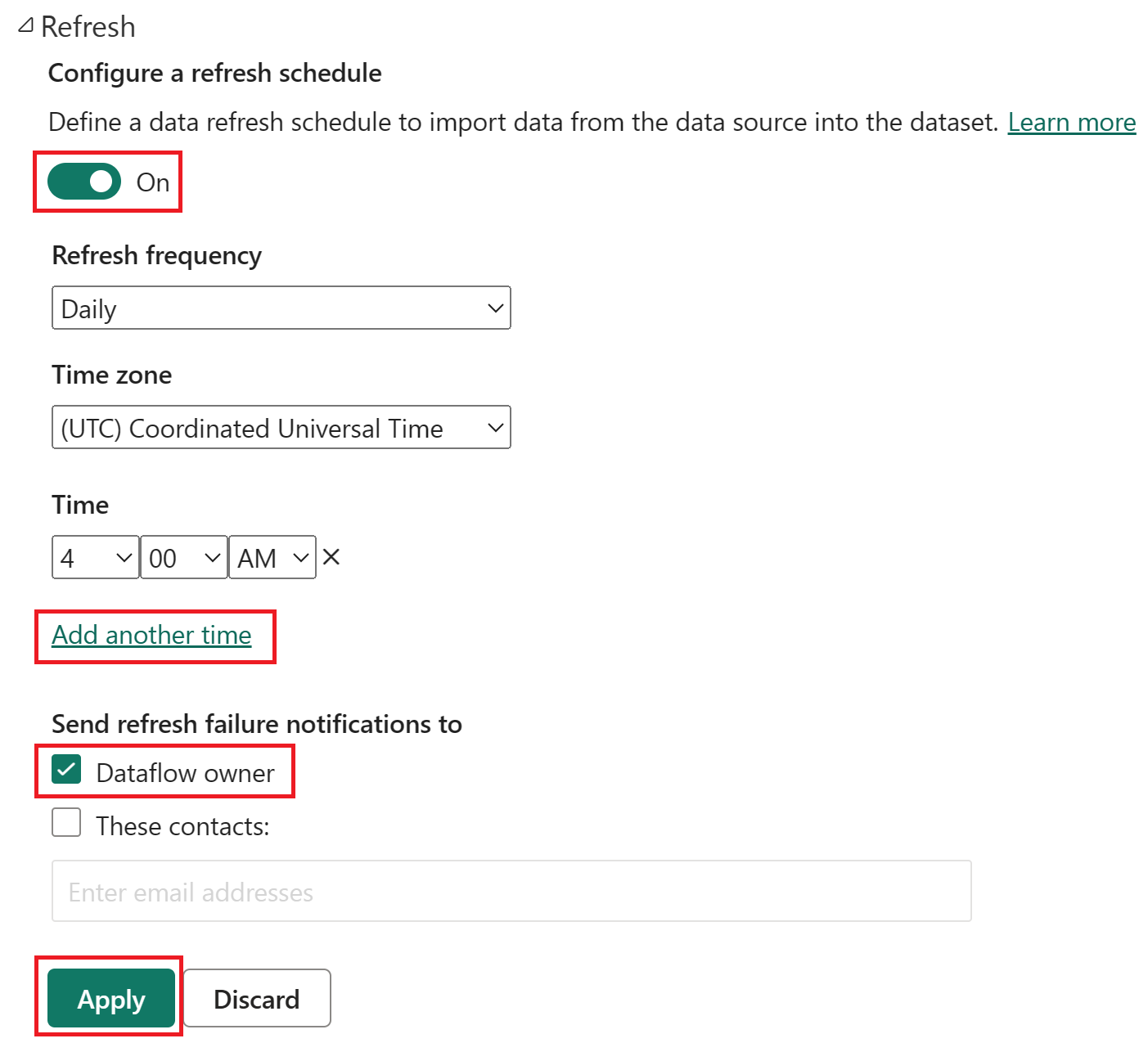 Screenshot showing how to select another time.