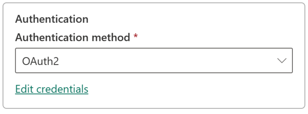 Screenshot showing where to select an authentication method.