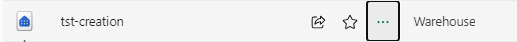 Screenshot of a workspace item for a warehouse. The More options or ellipses button is boxed.