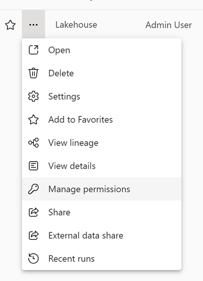 Screenshot showing the manage permissions option.