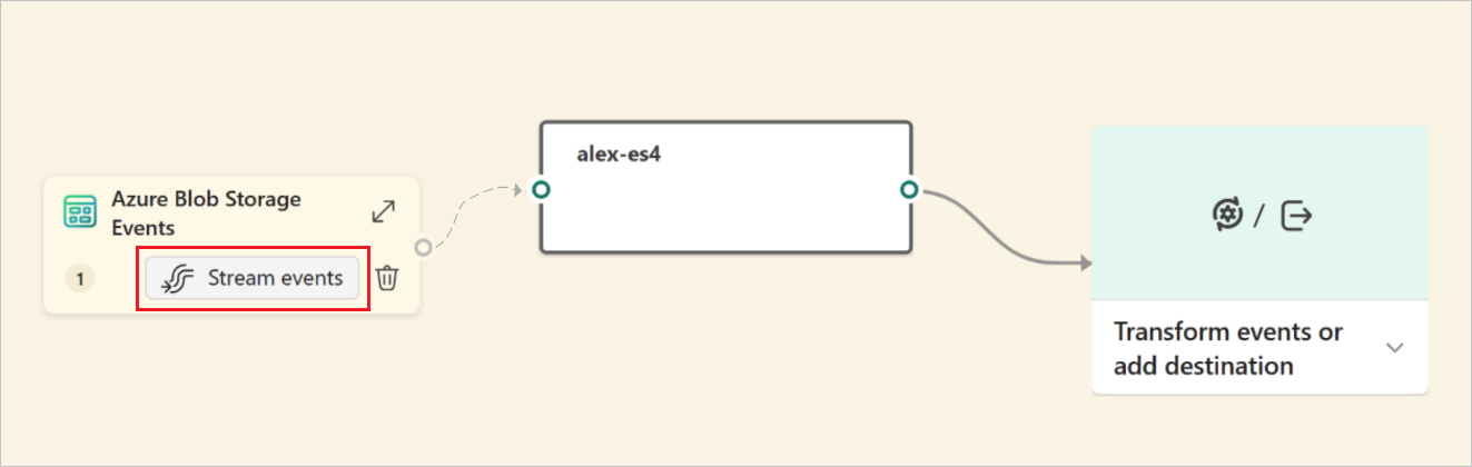 A screenshot showing unstreamed Azure Blob Storage events with the button to Stream events.