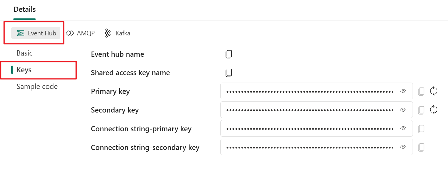 Screenshot that shows key information on the Details pane of the eventstream.