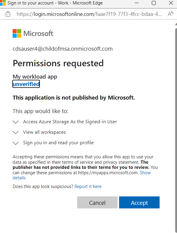 Screenshot of the consent popup.