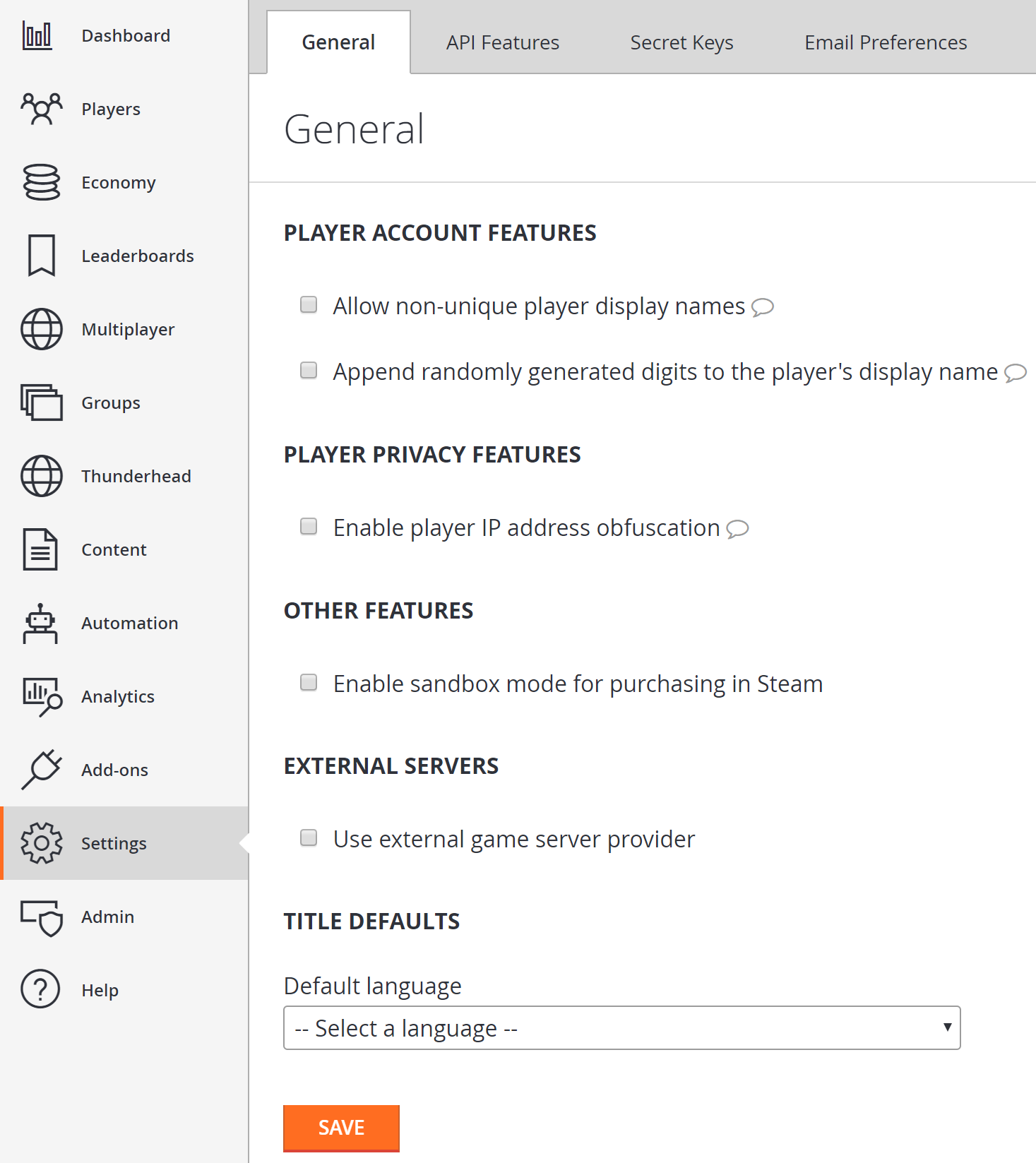 Game Manager - Settings - General - Default language