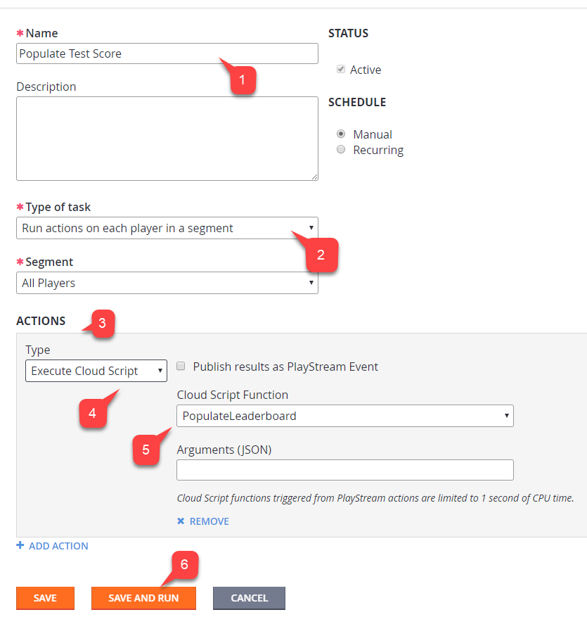 Game Manager - Configure Task