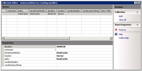 Screenshot of Actions Task Pane within the Collection Editor. Under the title Collection, Add and Clear All are listed.