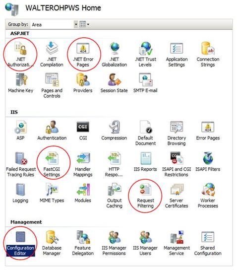 Screenshot that shows the WALTER O H P W S Home pane. Five modules are selected.