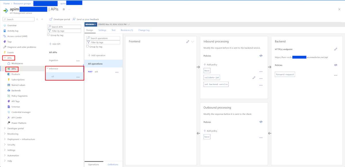 Screenshot of the API management screen