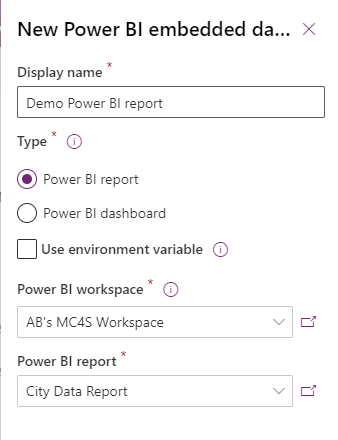 Screenshot of embedding the report.