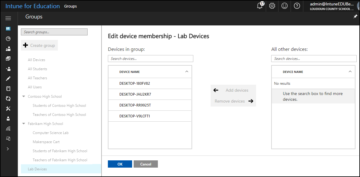 Editing devices in a group