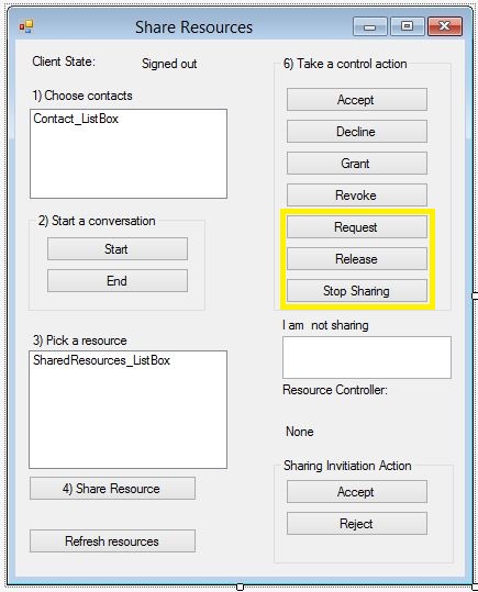 The Request Control and Release Control buttons