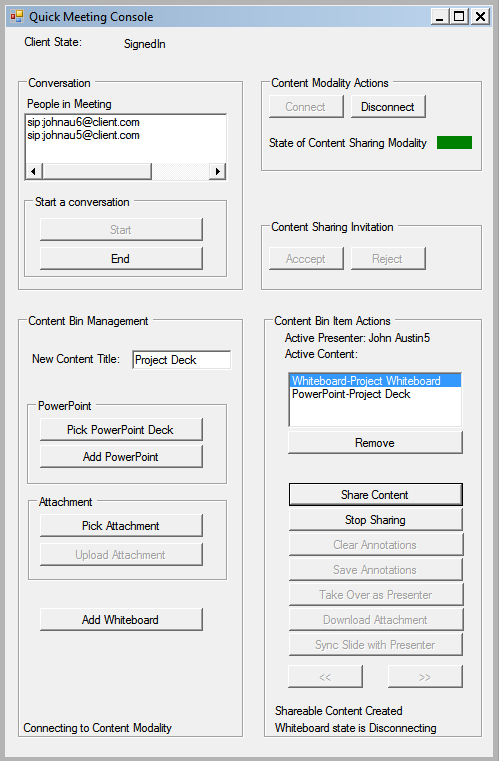 Content bin manager application UI