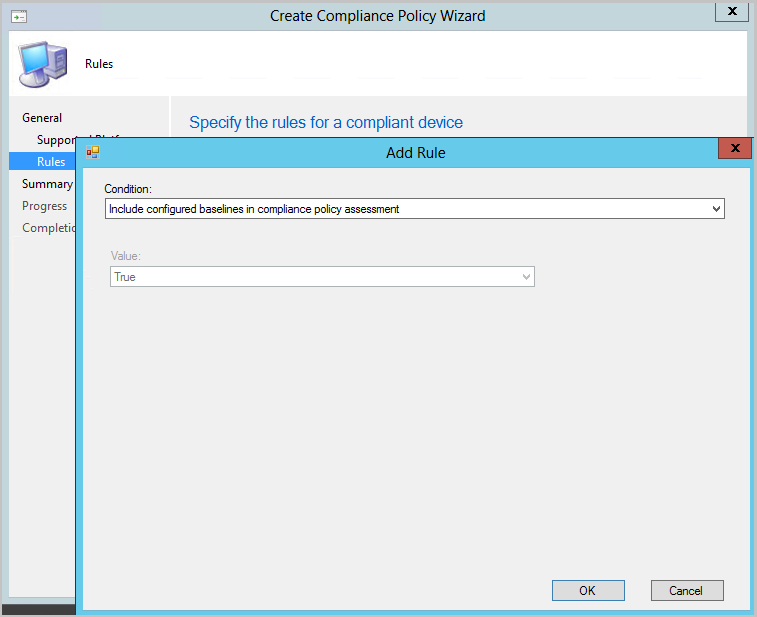 Include configured baselines in compliance policy assessment condition