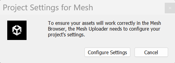 A screenshot of Project Settings for Mesh button which enables you to fully set up your project for Mesh.