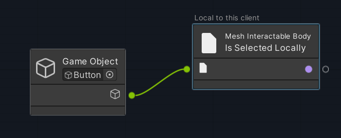 Screen shot of the Mesh Interactable Body Is Selected locally node.