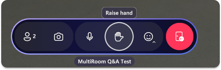 Screenshot of hand raise button from the user perspective.