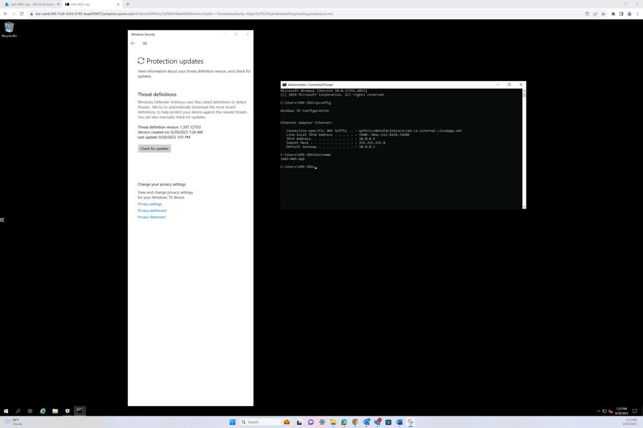 Windows server device showing threat definition versions