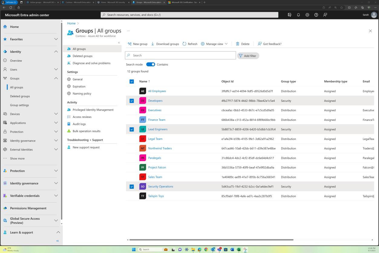 Microsoft Entra admin center groups.