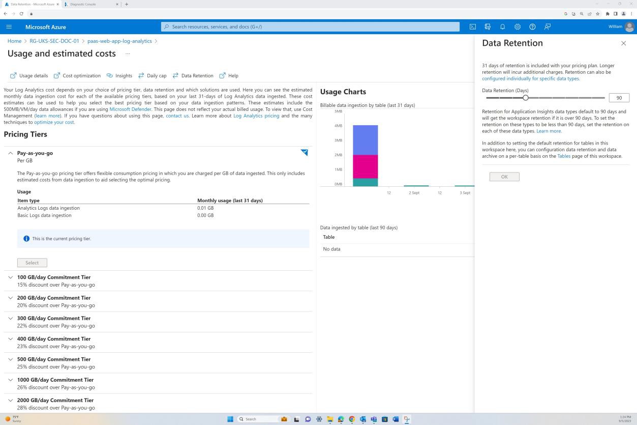 Windows local security policy settings.