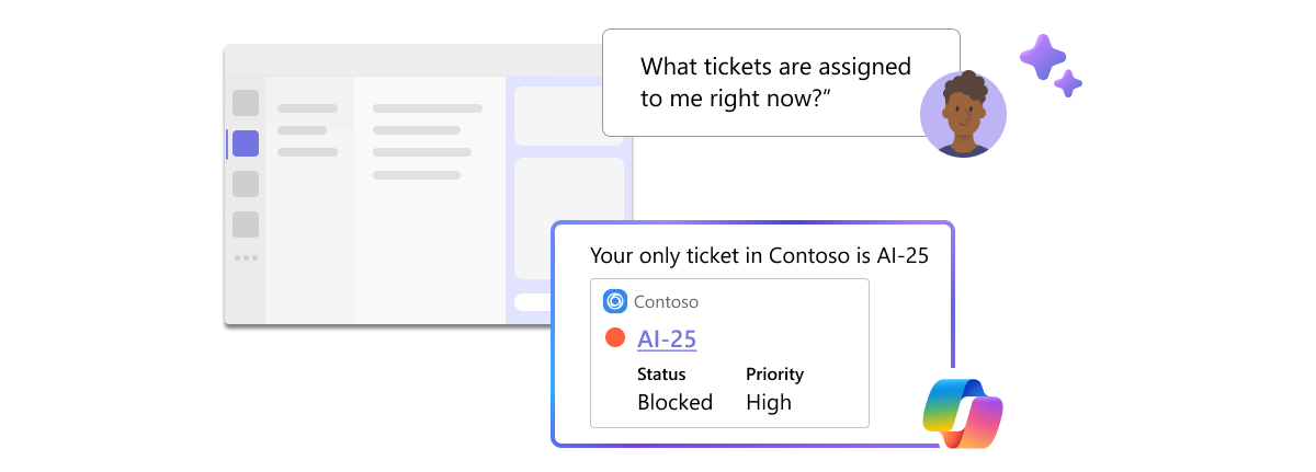 This illustration shows an agent scenario where an engineer asks to show all open tickets for him