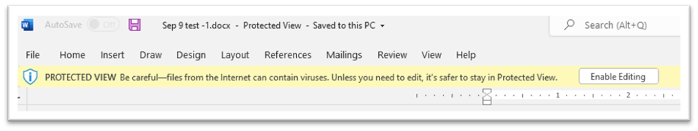 File opened in Protected View