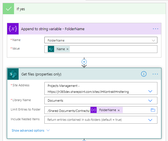 Append data to Folder Name variable, get all files in current folder