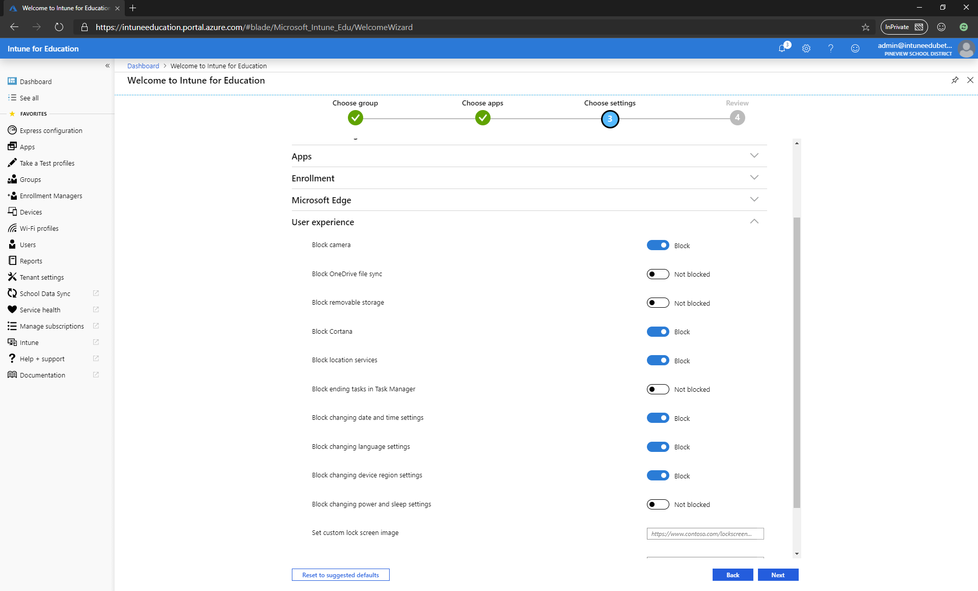 Expand the settings group to get more info.