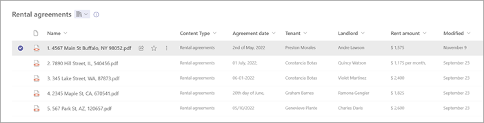 Screenshot of a document library showing a file selected to open.