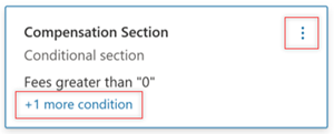 Screenshot of a conditional section with the edit options highlighted.