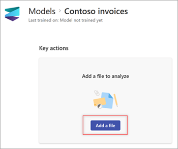 Screenshot of the new models page showing the Add a file to analyze section.