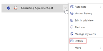 Screenshot showing the Details option next to the document.